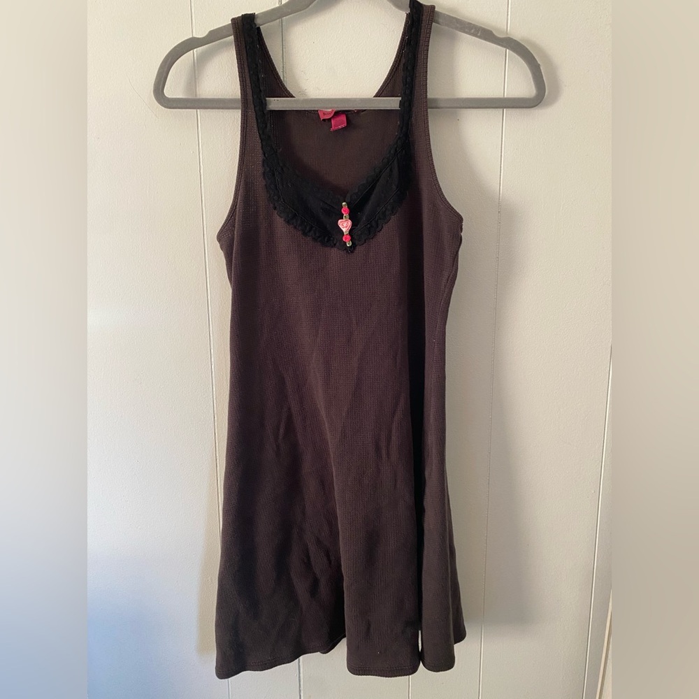 Betsey Johnson Brown and Black Chemise Elegant Sleepwear